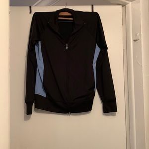 NY Laundry black & lt blue athletic zipper jacket